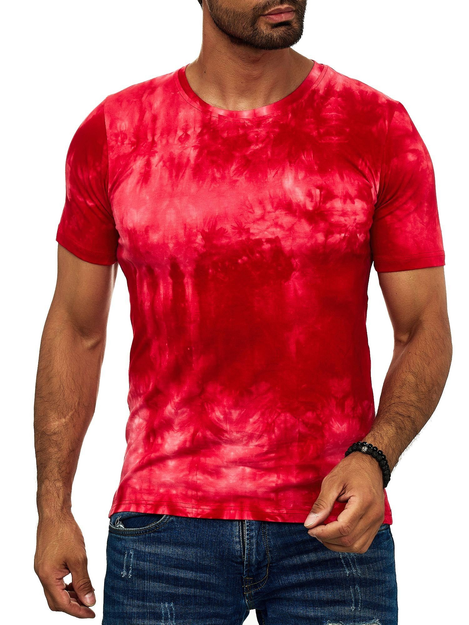 OneRedox T-Shirt TS-3685 (Shirt Polo Kurzarmshirt Tee, 1-tlg) Fitness Freizeit Casual Rot