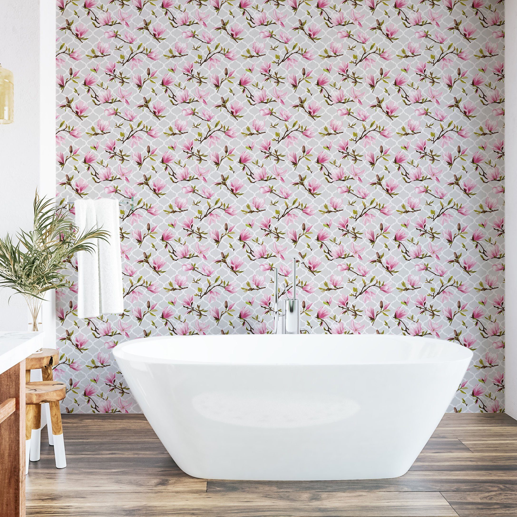 Vinyltapete Abakuhaus selbstklebendes Magnolien-Blumen-Muster Jahrgang Küchenakzent, Wohnzimmer