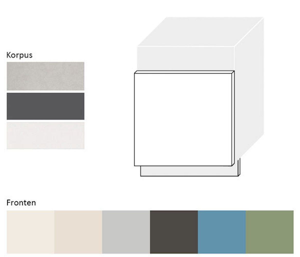 Amaro, 60cm RAL wählbar blassgrün Feldmann-Wohnen teilintegriert matt Front- Sockelblende 6021 und Korpusfarbe
