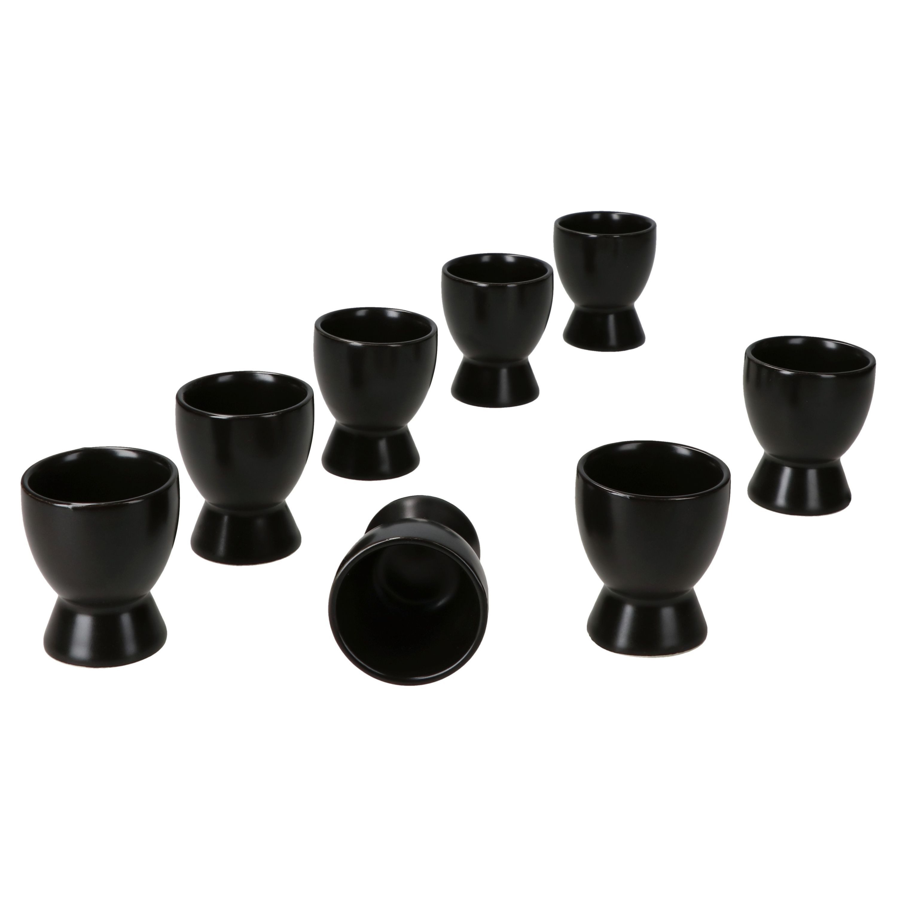 MamboCat Eierbecher 8x Nero Eierbecher schwarz Steingut Frühstück Brunch Buffet