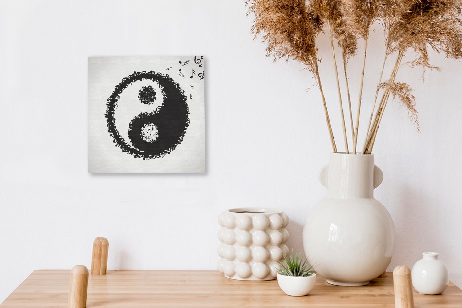 OneMillionCanvasses® Leinwandbild (1 und St), Yang-Logos, für Musiknoten, bestehend Leinwand eines Eine Illustration Bilder Schlafzimmer Wohnzimmer Yin- aus