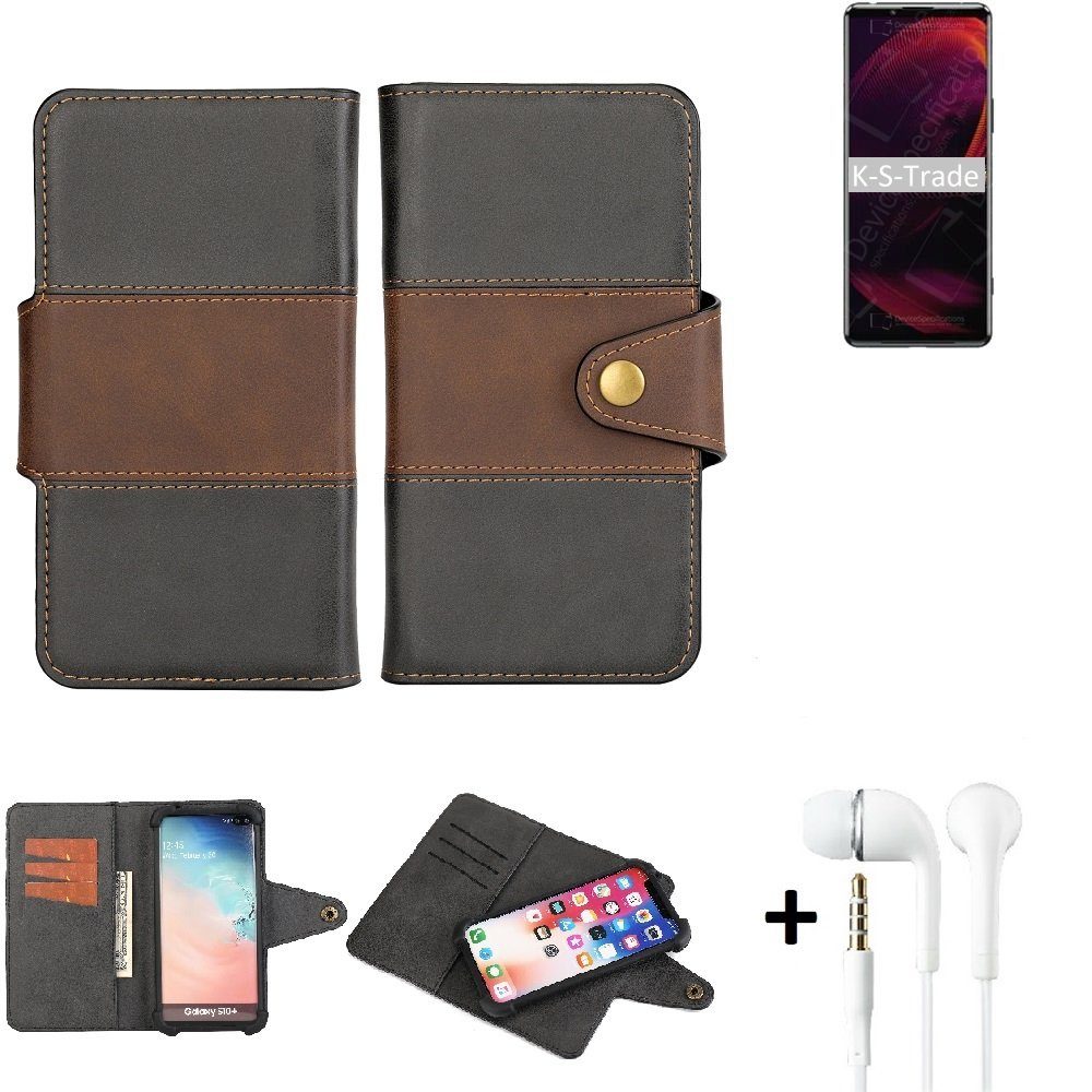 K-S-Trade Handyhülle für Sony Xperia 5 III, Handyhülle Schutzhülle Bookstyle Wallet-Case + earphones Bumper