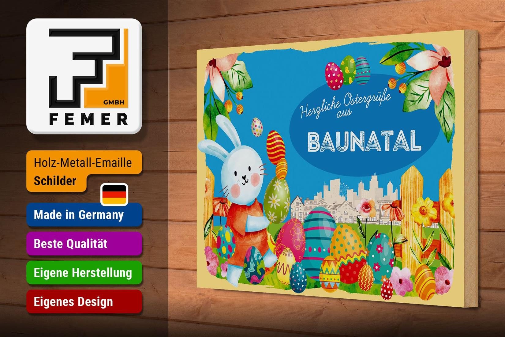 Femer GmbH Holzbild Ostern Ostergrüße 30x20cm BAUNATAL Deko, Feste und Feiertage (1 St), Glatte Holzfaserplatte (MDF), vorn beschichtet