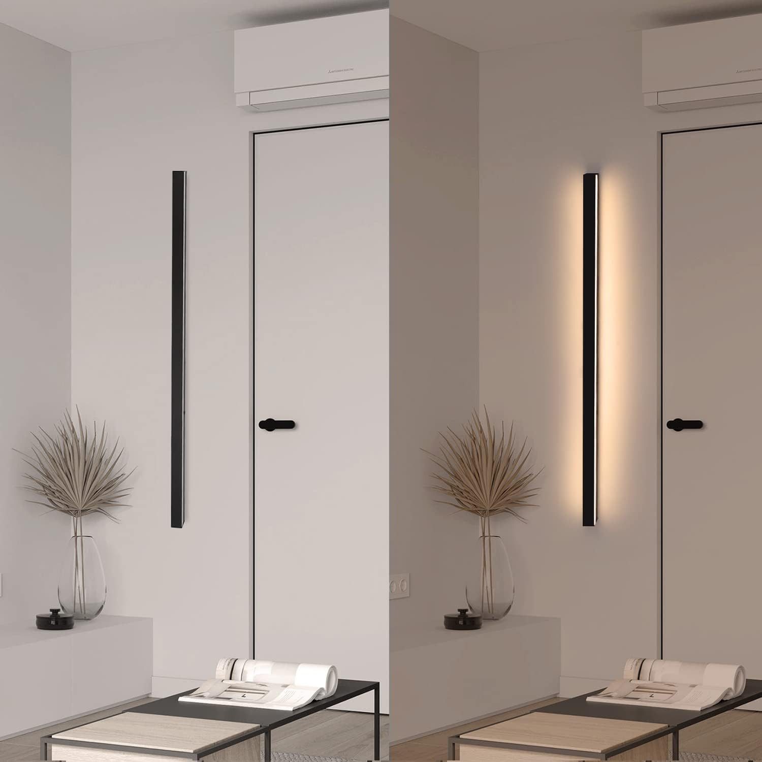 Nettlife LED Wandleuchte Schwarz Modern 60CM 21W Up Down innen Wandbeleuchtung, nicht dimmbar, LED fest integriert, Warmweiß, Wandlampe für Flur Treppenhaus Woh – Bild 4 von 5
