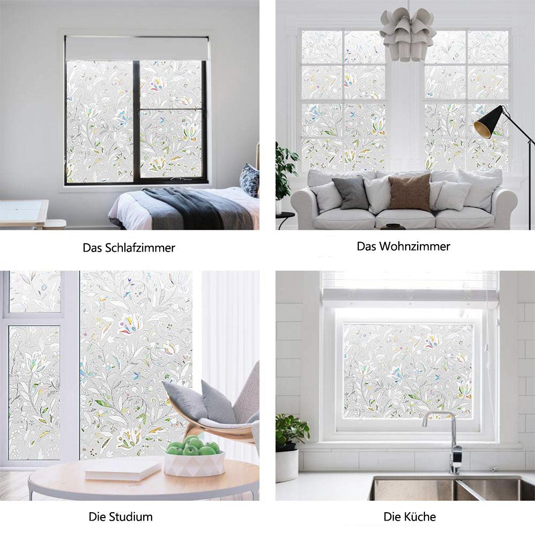 Fensterabdeckung, Fensterfolie Fensterfolie,selbsthaftend,Blickdicht,Anti-UV,dekorativ, SOTOR, Milchglasfolie,Tulpe Buntglasfolie,