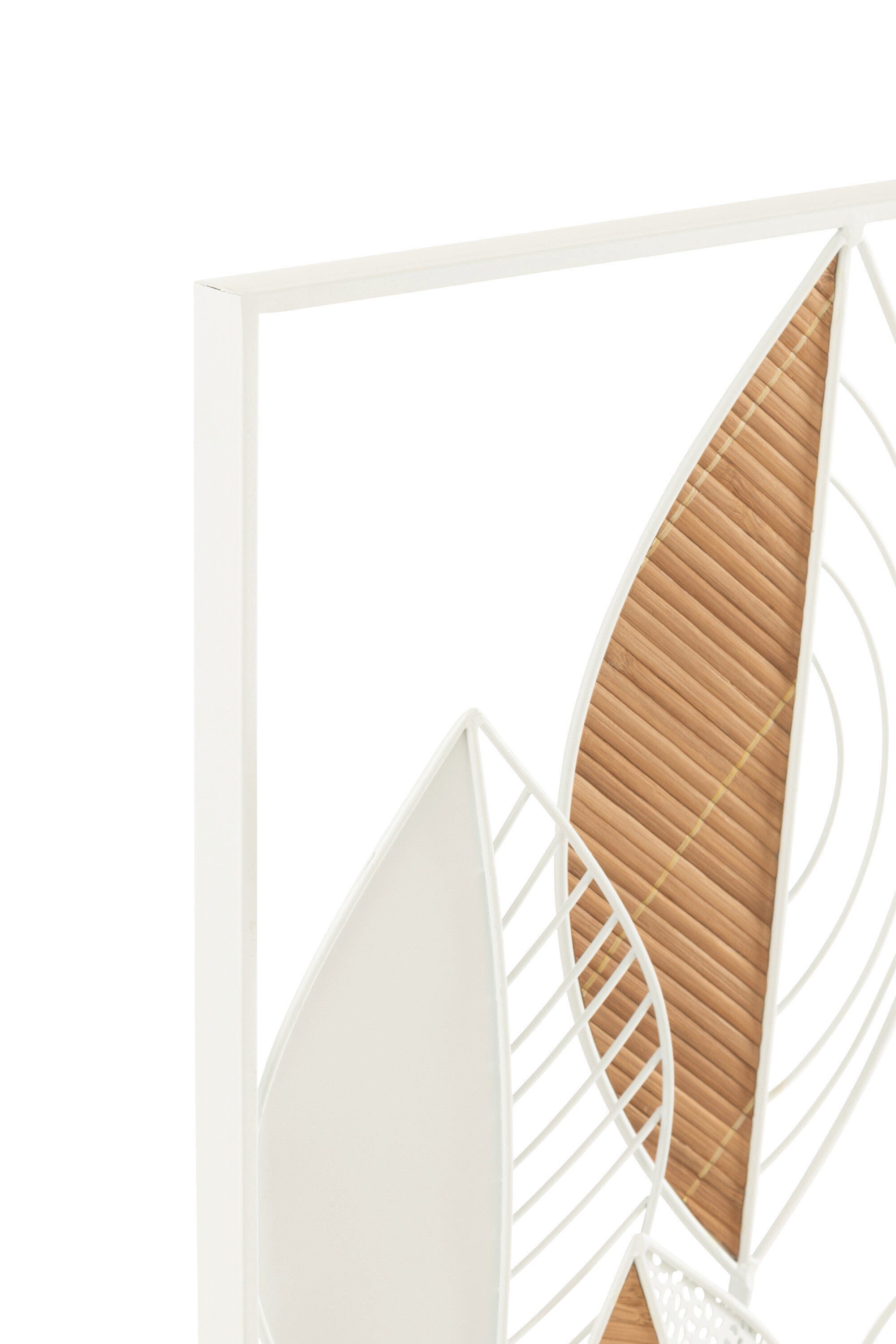 Wanddeko in Metall/Bambus Blätter Edle Weiß aus MF Dekoobjekt