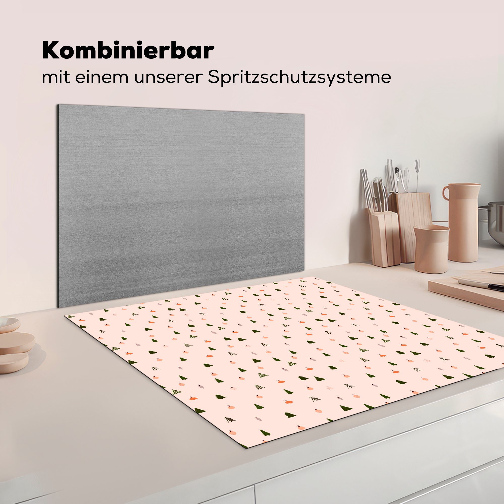 MuchoWow (1 für Vinyl, Pastell, cm, Herdblende-/Abdeckplatte - Weihnachten - Arbeitsplatte küche Schablonen 78x78 tlg), Ceranfeldabdeckung,