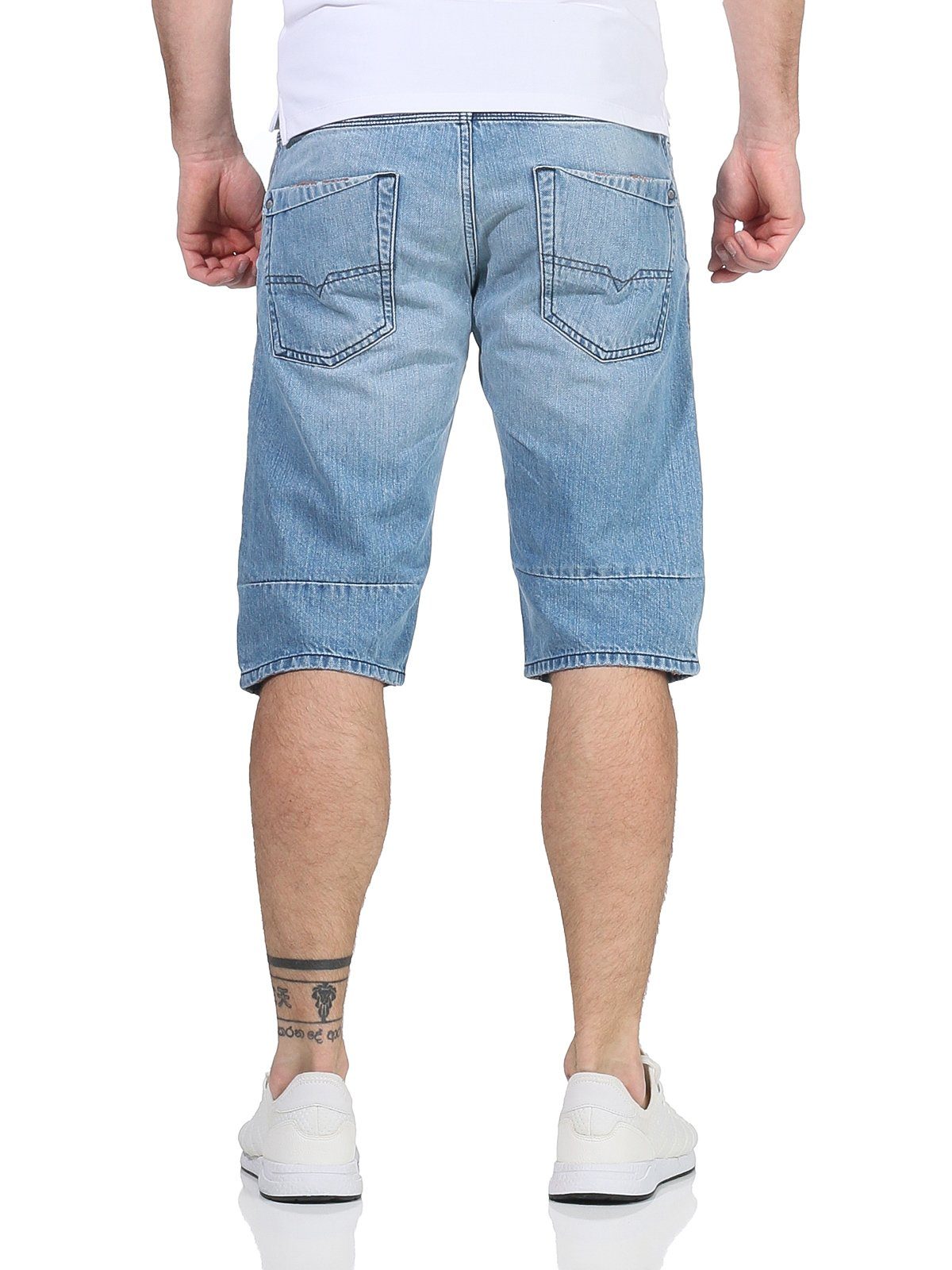 Herren Used-Look Kroshort Hose Jeansshorts R18K5 kurze RG48R Jeans Shorts Shorts, dezenter Hellblau Diesel