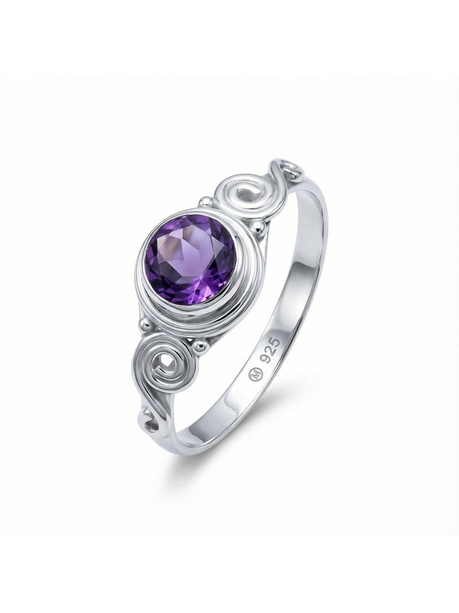Silberring KINURI aus 925 Silber mit Amethyst facettiert