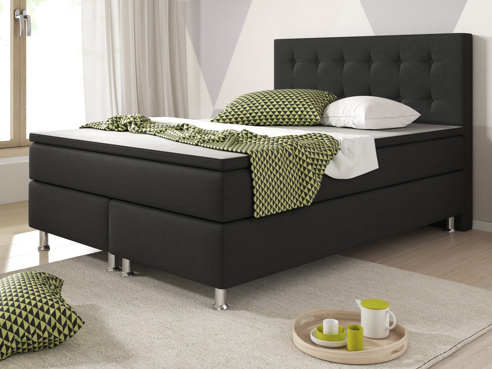 inter Boxspringbett Köln-Sun 140x200 cm Webstoff günstig online kaufen