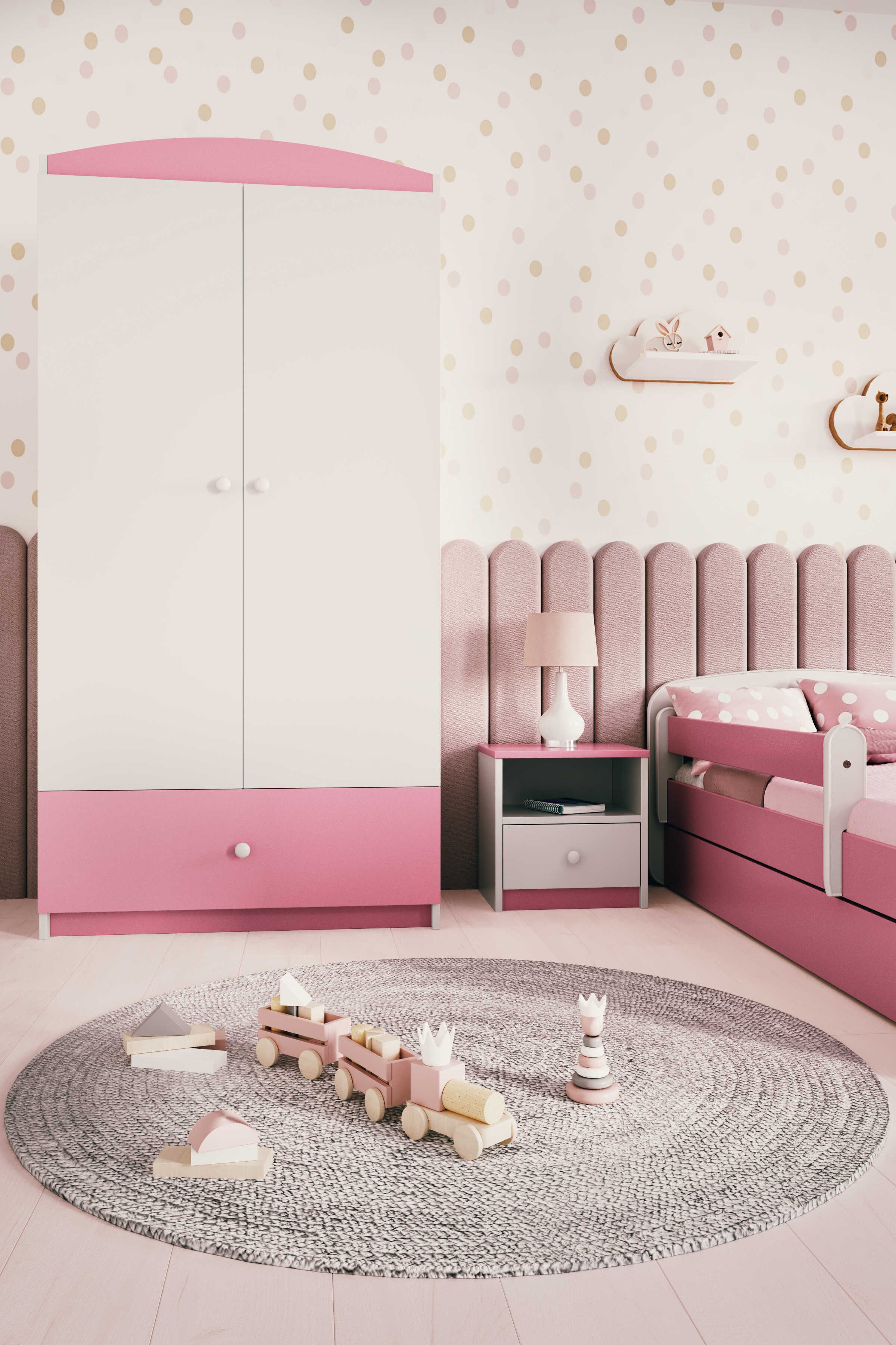 Raumhirsch Furniture Kinderkleiderschrank ohne Motiv - Kleiderschrank für Kinder (Kinderzimmerschrank in schlichtem Design, Mit Ablagefächern & Kleiderstange) modernes, minimalistisches Design, verschiedene Farben & Designs