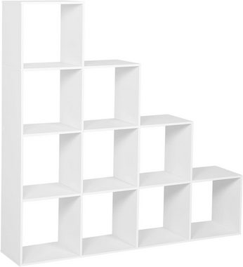Woltu Bücherregal, 1-tlg., weißes Regal mit 10 Fächern, Würfelregal 136x29x136 cm