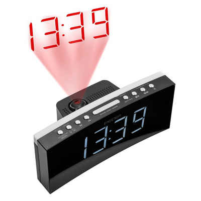 PEDEA Radiowecker mit Wandprojektion der Uhrzeit, 2 Weckzeiten, LED Anzeige, FM Radio