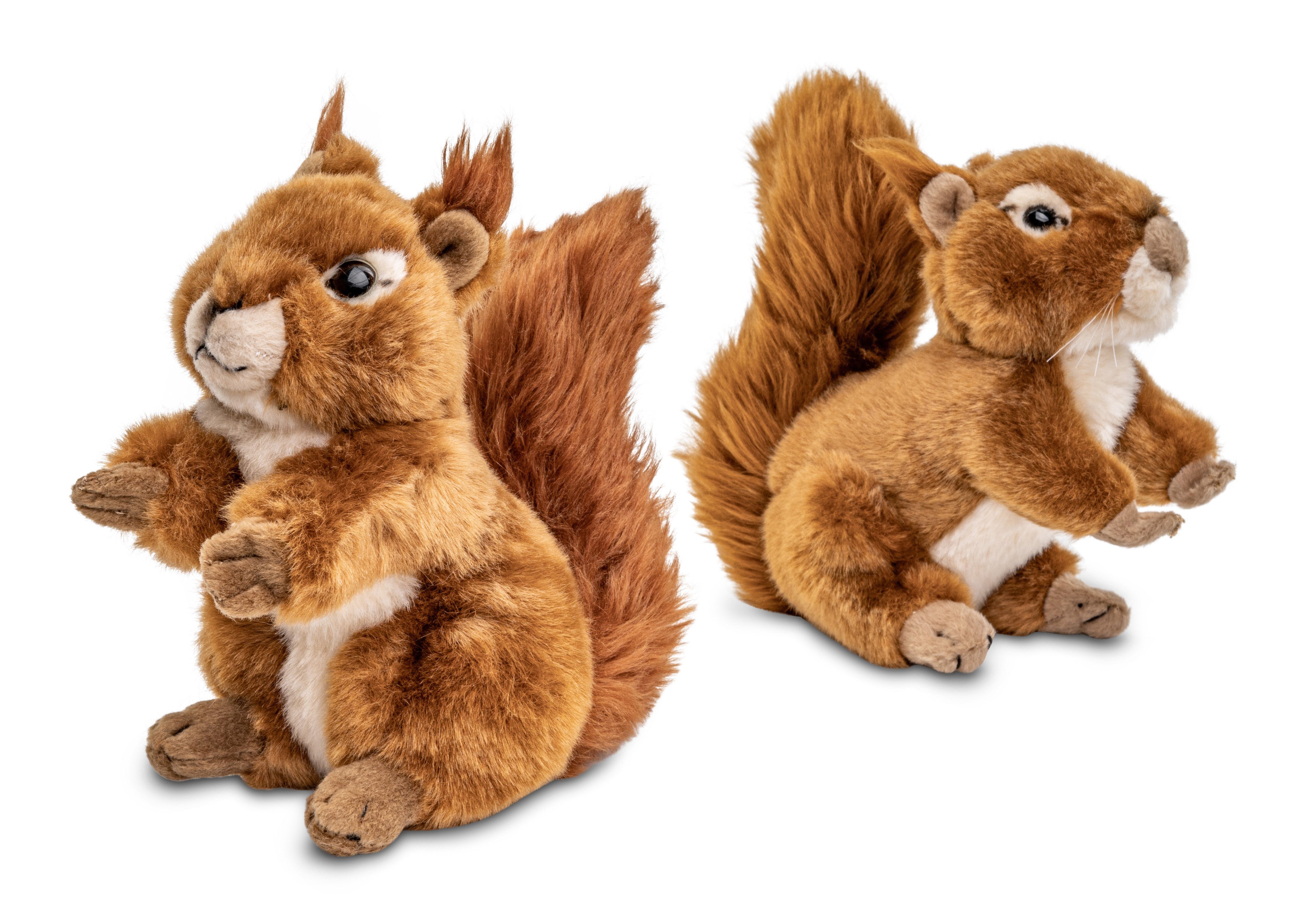 Uni-Toys Kuscheltier - Füllmaterial % Set Eichhörnchen recyceltes Plüsch, zu Plüschtier, (sitzend + - 2-teiliges liegend) 100