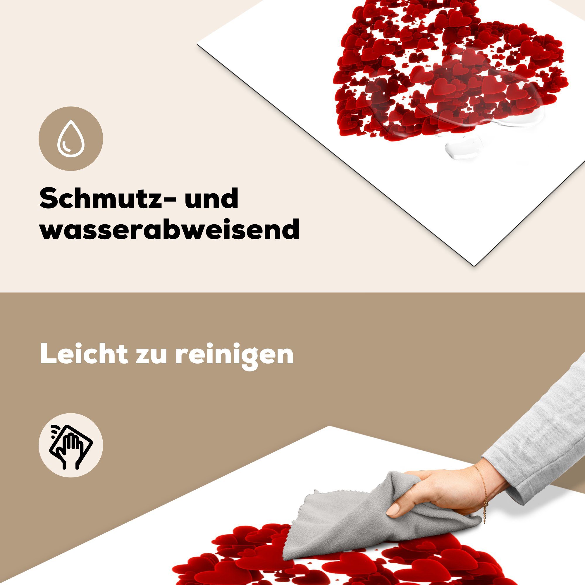 tlg), Ceranfeldabdeckung Mobile 70x52 Herzens Eine mit cm, Illustration eines Vinyl, Herzen, (1 nutzbar, Arbeitsfläche Herdblende-/Abdeckplatte MuchoWow