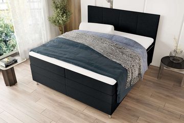 Stylefy Boxspringbett Orion (Schlafzimmerbett, Bett), 140/160/180 x 200 cm, mit 2 Matratzen und Topper, Bettkasten