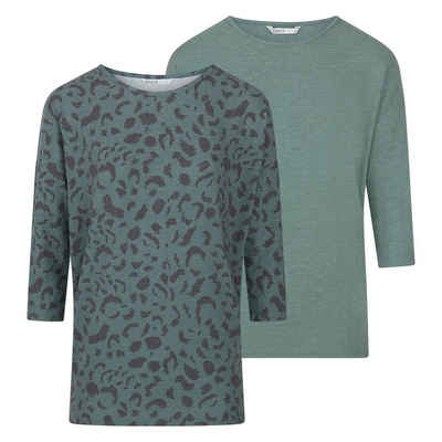 ONLY T-Shirt Damen Top ONGLAMOUR Regular Fit 3/4 Ärmel (2-tlg) Basic 3/4 Arm Shirt mit Rundhalsausschnitt