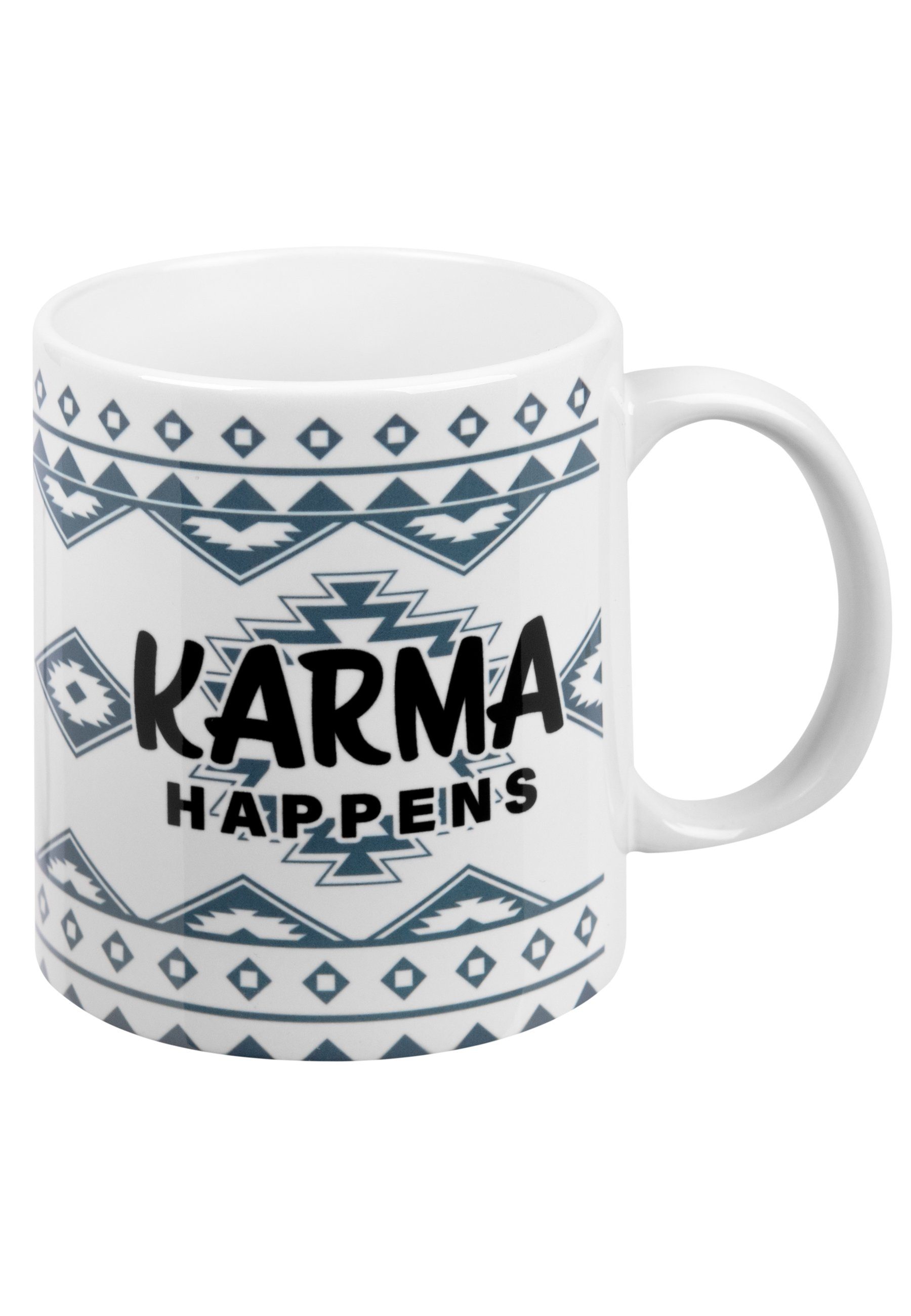 Labels® Karma Tasse happens Tasse Becher Kaffeetasse Keramik Weiß Keramik - 320ml, Karma United
