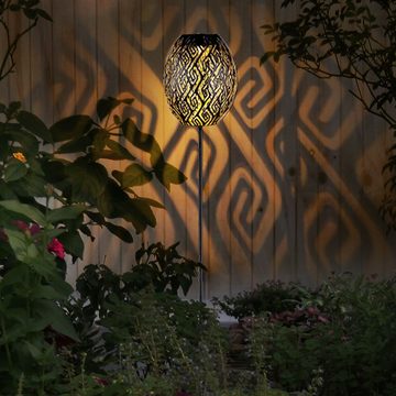 Globo LED Solarleuchte, LED-Leuchtmittel fest verbaut, Warmweiß, Solarleuchte LED Wegeleuchte Gartenlampe Steckleuchte Schwarz Gold