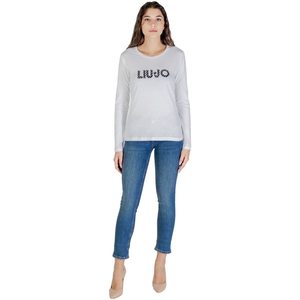 Liu Jo Langarmshirt - Longsleeve mit Strass-Logo – Shirt Langarm aus Baumwolle
