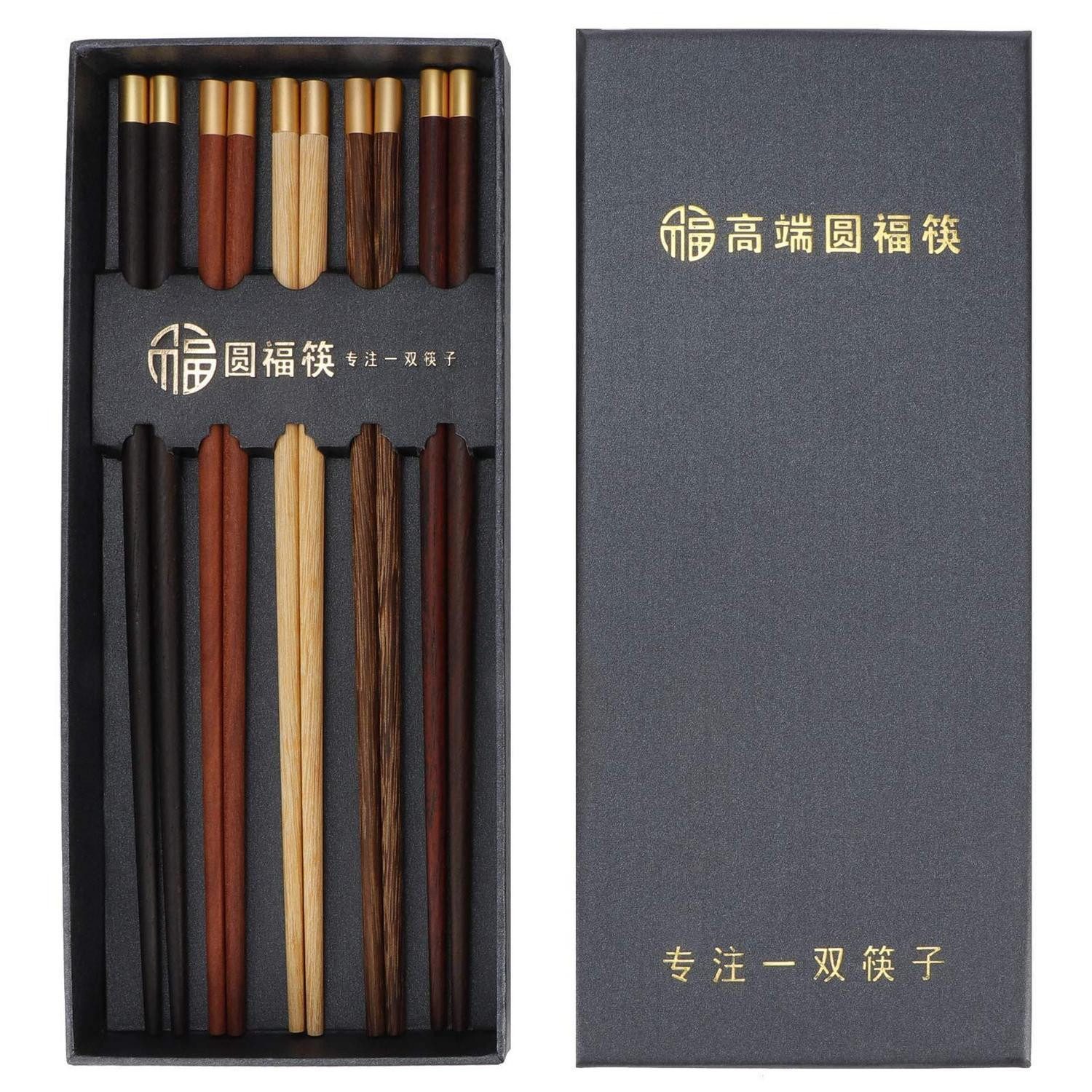 LuxusKollektion Essstäbchen Holz-Essstäbchen Set Japanisch Stil 5 Paar