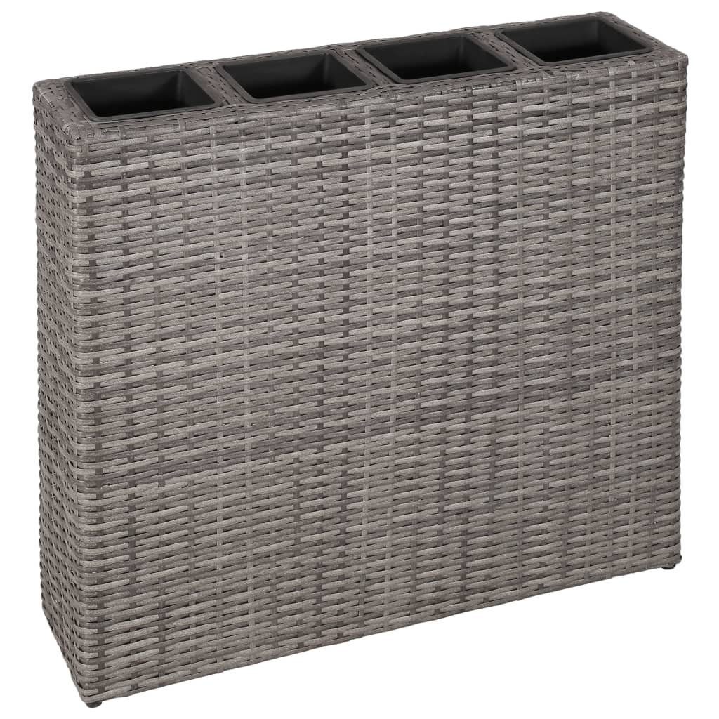vidaXL Hochbeet »GartenHochbeet mit 4 Töpfen Poly Rattan Grau« (1 St