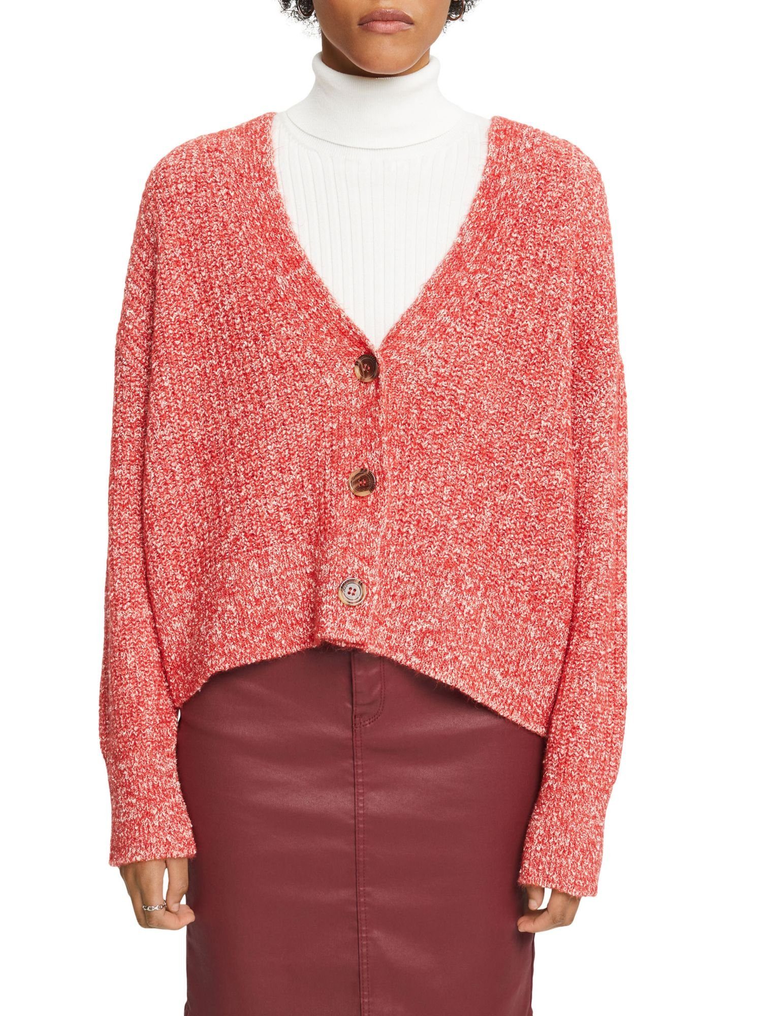 V-Ausschnitt edc mit Strickjacke (1-tlg) Esprit RED by Cardigan