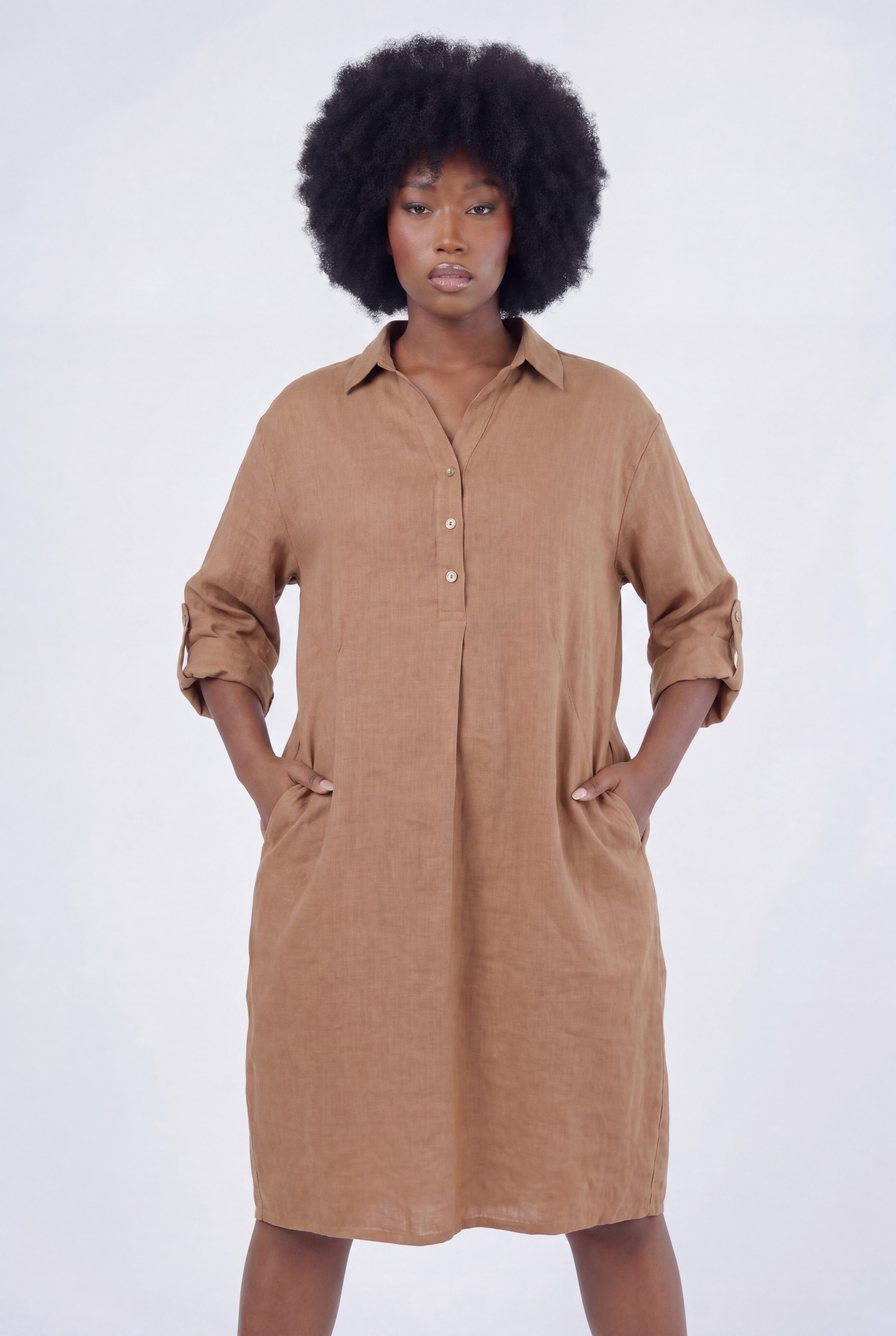 Blusenkleid Leinen-Tunika Oversized One Size