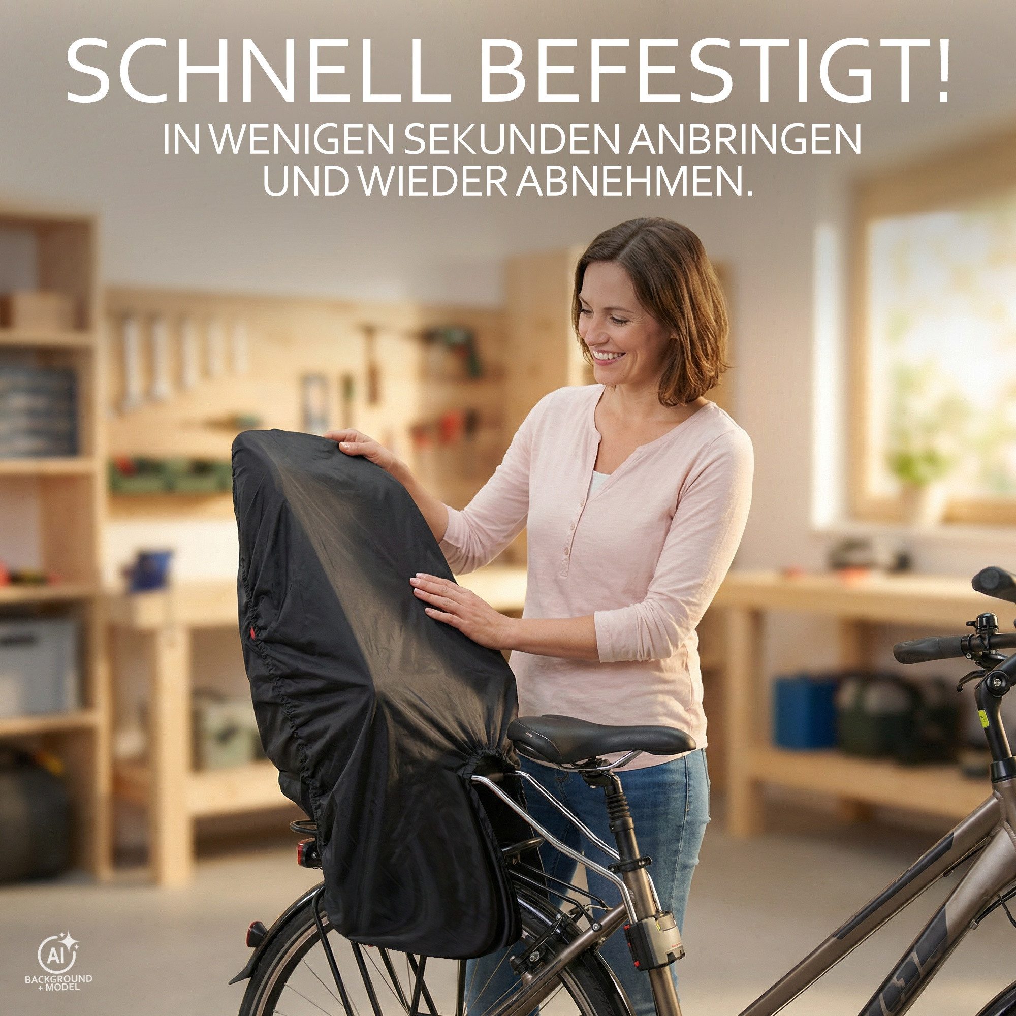 BambiniWelt by Rafael K. Fahrradkindersitz Regenschutz Regenhaube Verdeck kompatibel mit Römer Jockey Fahrradsitz – Bild 5 von 5