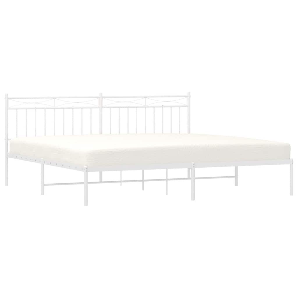 vidaXL Bettgestell, Bettrahmen mit Kopfteil Metall Weiß 193x203 cm günstig online kaufen