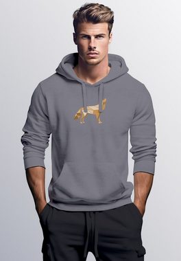 Neverless Hoodie Hoodie Herren Aufdruck Polygon Wolf Geometrie Motiv Kapuzen-Pullover M