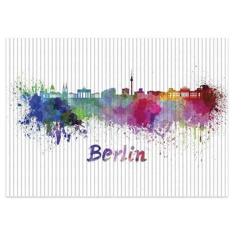 Schaum-Badematte Städte als Aquarell - Skyline von Berlin Wallario, Höhe 5.5 mm, rutschhemmend, geeignet für Fußbodenheizungen, Polymer-Schaum, rechteckig
