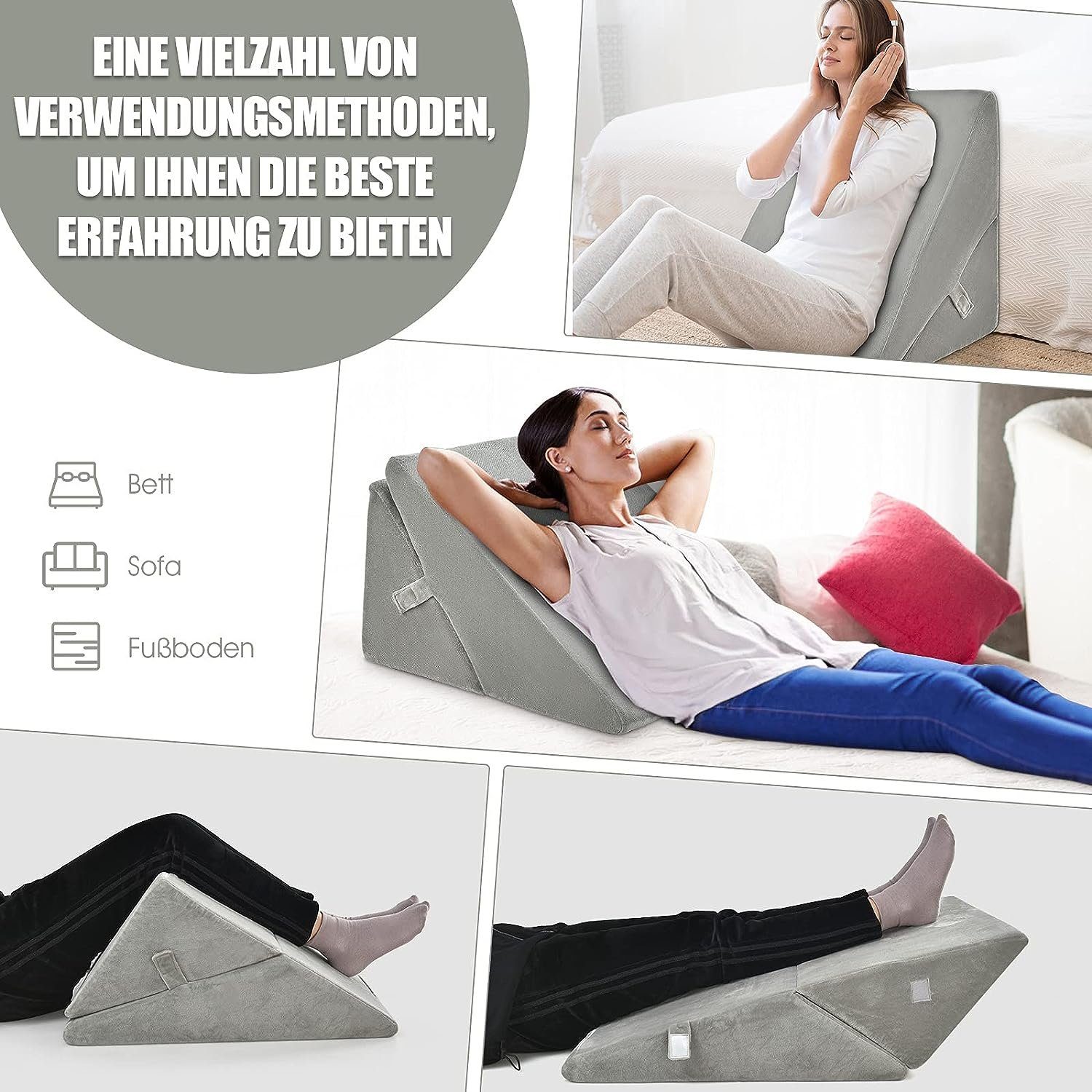 KOMFOTTEU Keilkissen Lesekissen, Memory Foam Bezug waschbar, 58x36x51cm günstig online kaufen