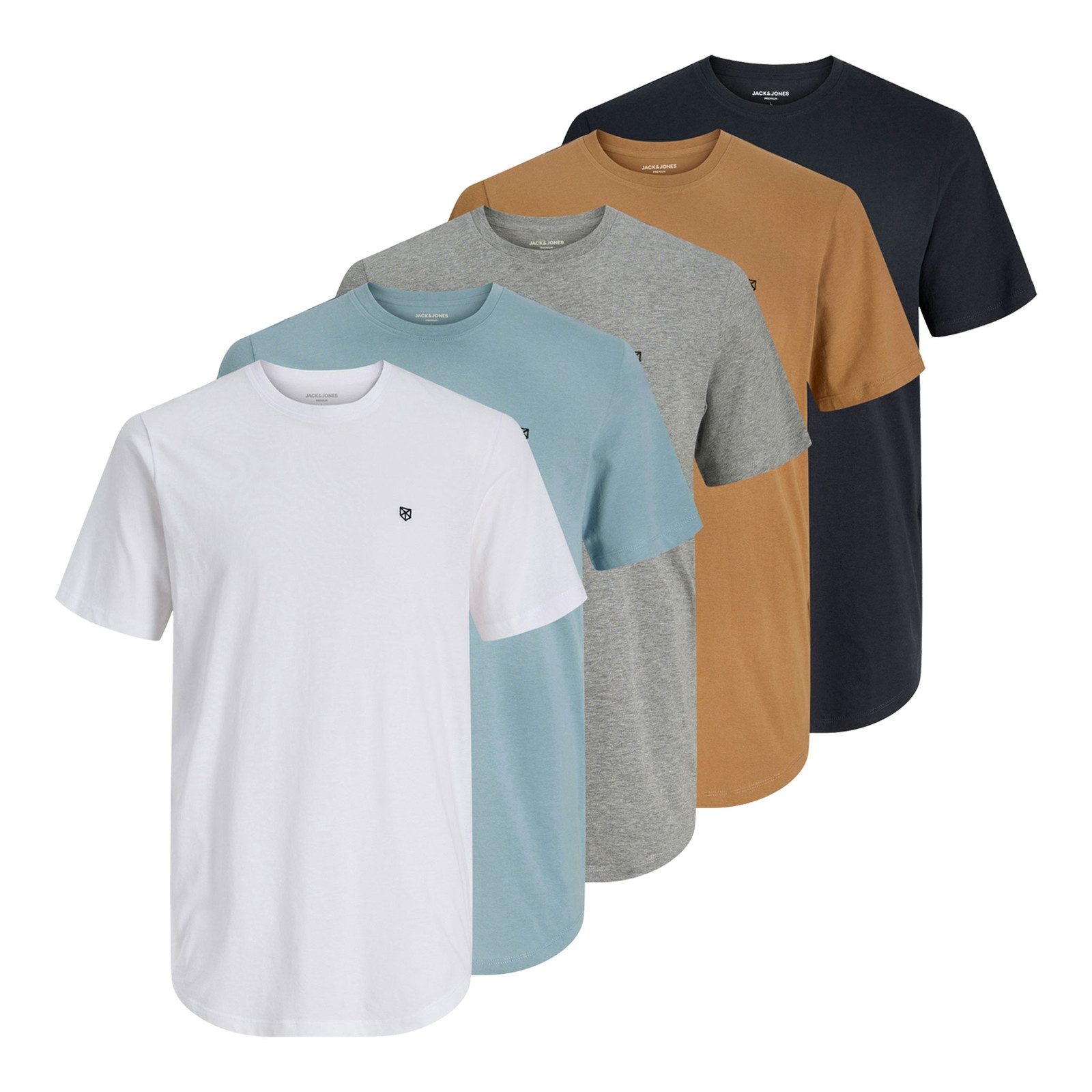 Jack & Jones T-Shirt Tee SS Crew Neck 5PK mit kleinem Logo auf der linken B günstig online kaufen