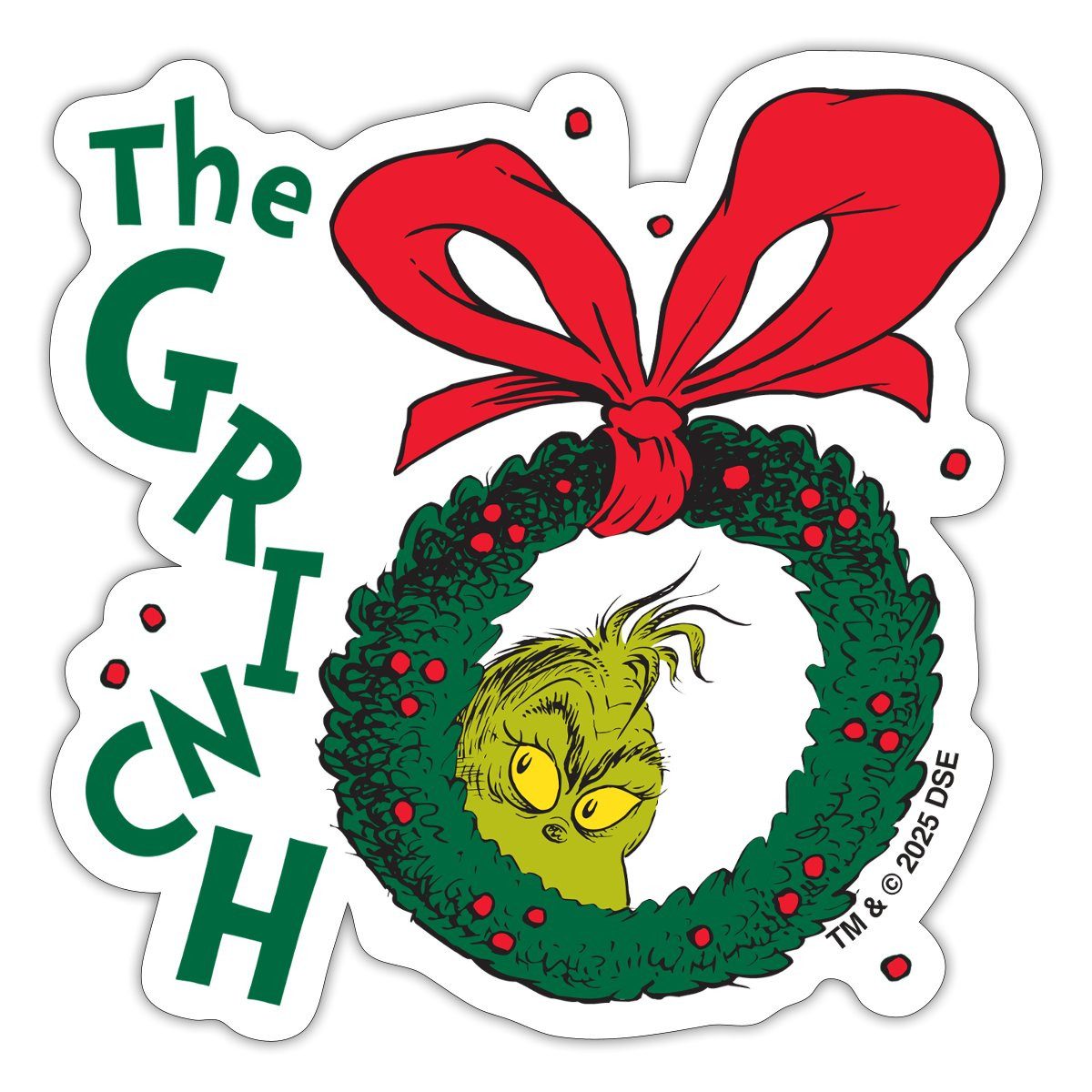Spreadshirt Aufkleber Der Grinch Hinter Weihnachtskranz The Grinch Sticker Aufkleber