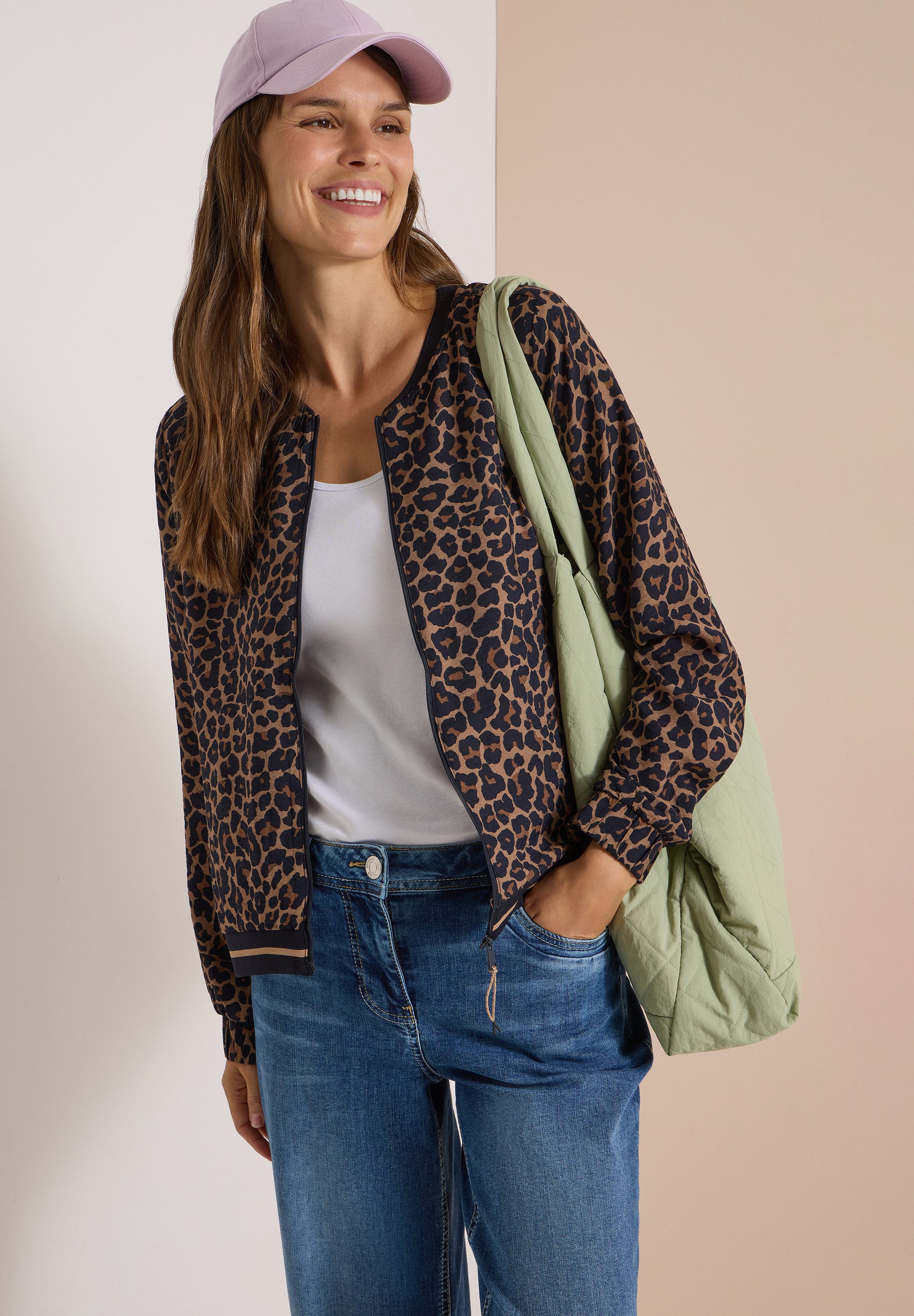 CECIL Blouson Elastikbund, Viskosemischung, Animal Print