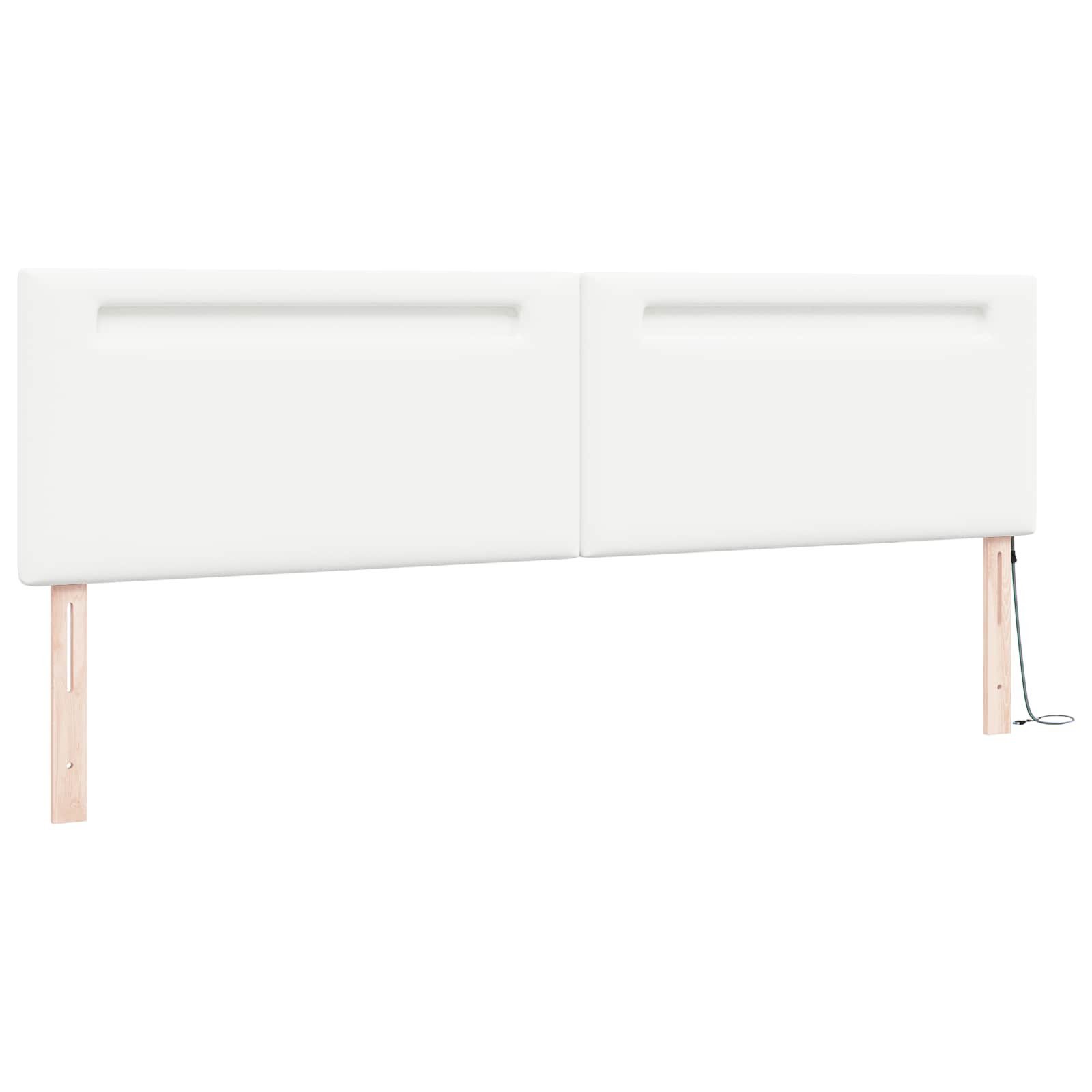 vidaXL Bett LED Kopfteil Weiß Kunstleder (1-tlg) – Bild 4 von 5