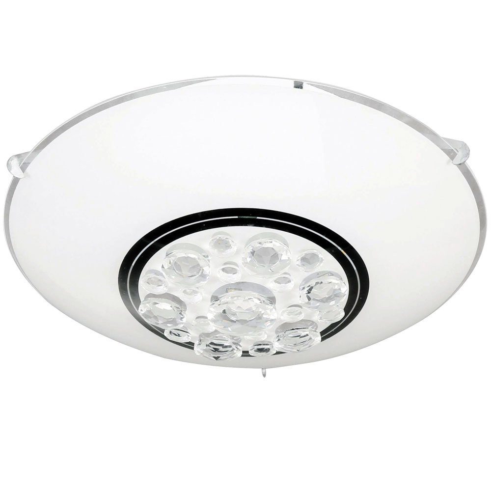 WOFI LED Deckenleuchte, LED-Leuchtmittel fest verbaut, Warmweiß, LED Decken Leuchte rund Beleuchtung Glas Kristalle klar weiss