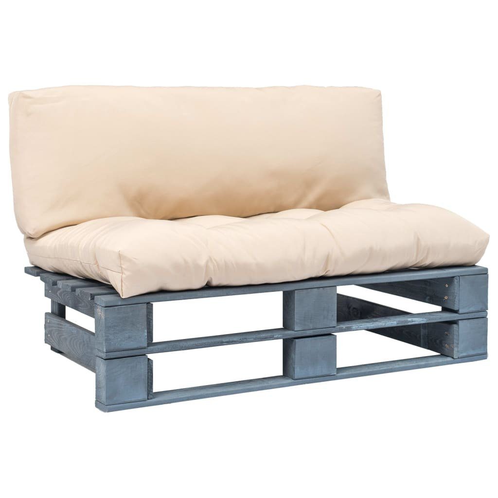 vidaXL Loungesofa Outdoor-Sofa Paletten mit Kissen in Sandfarben Kiefernholz, 1 Teile