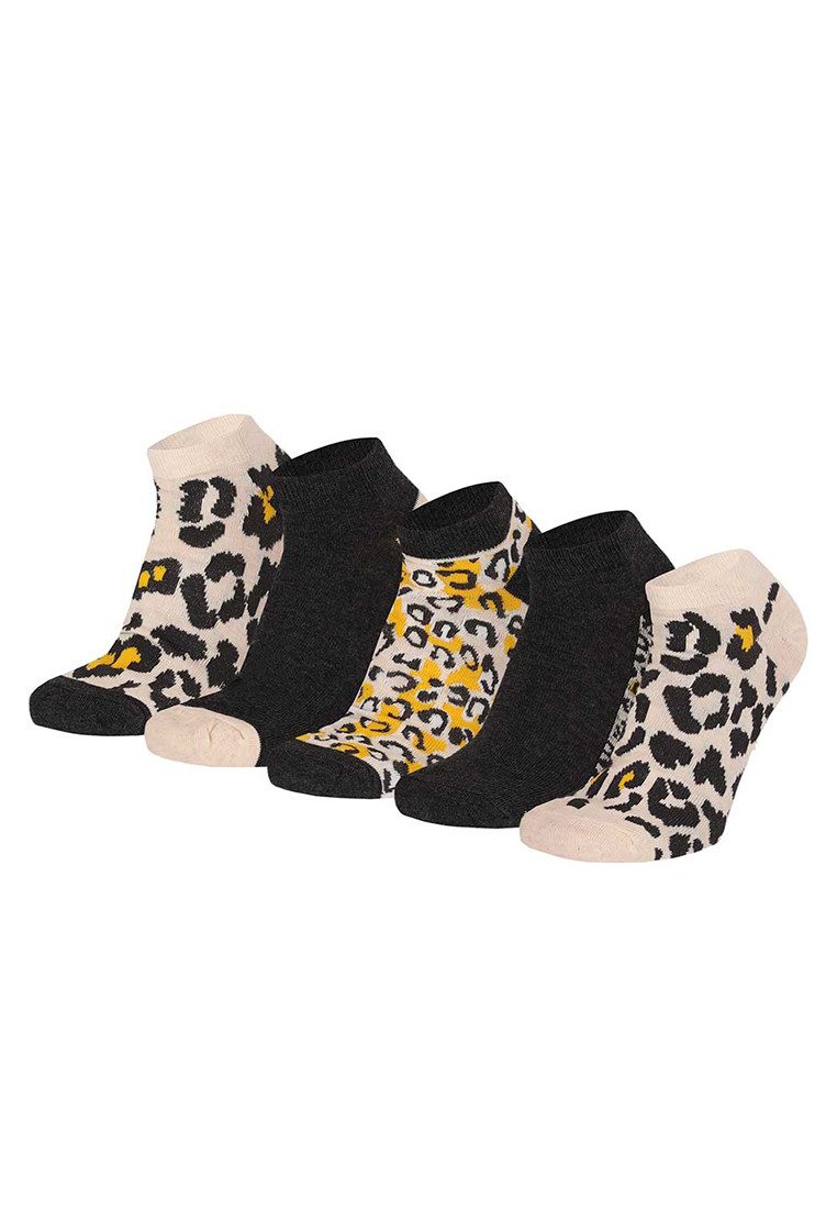Yuhu Sneakersocken Damen Socken 5er Pack Leo Print Leopardenmuster (5-Paar) Einheitsgröße 36-41