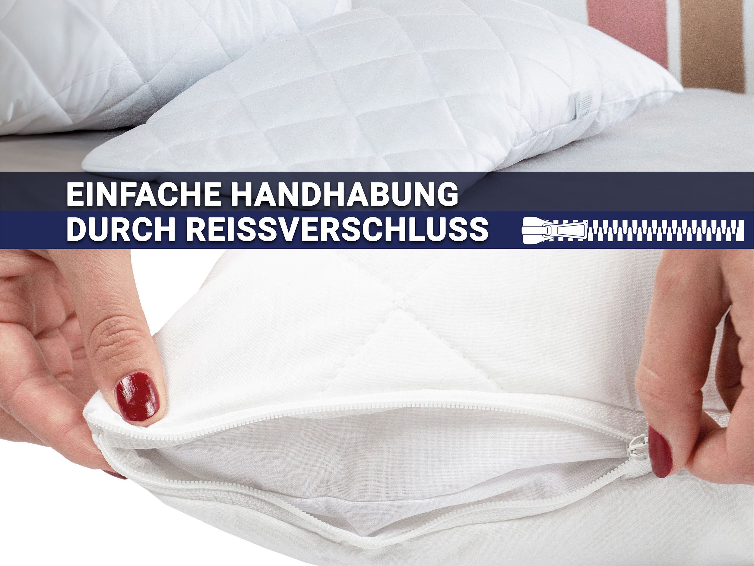 ZOLLNER Kissenbezug, (1 Stück), 50 x 80 cm, 50% Polyester, 50% Baumwolle, Schonbezug für Kopfkissen