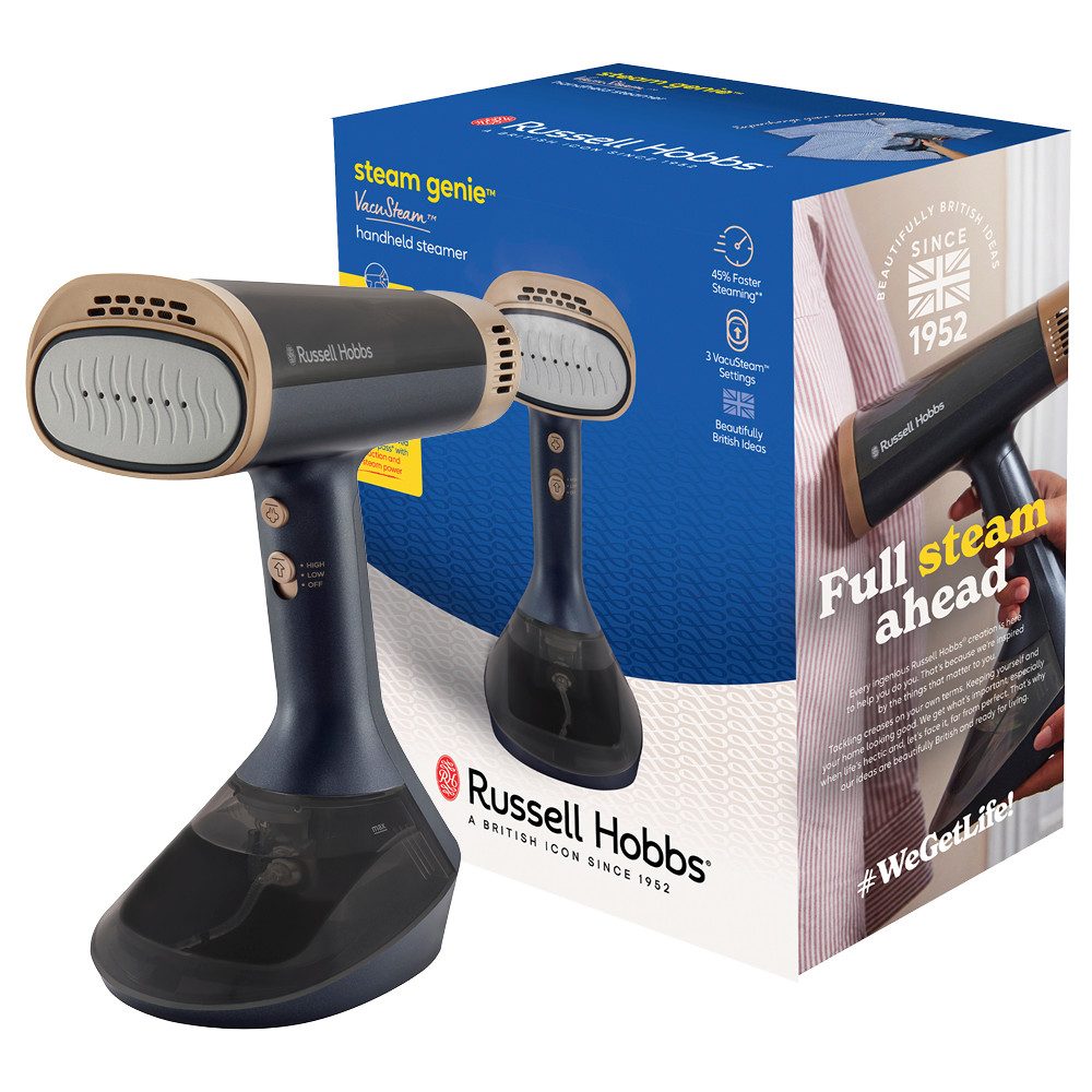 RUSSELL HOBBS Парова праска 28550-56, VacuSteam Dampfbürste, 1400 W, 1.400 Watt, 30 g Dampfausstoß, mit Keramik-Bügelsohle, 3 Einstellungen