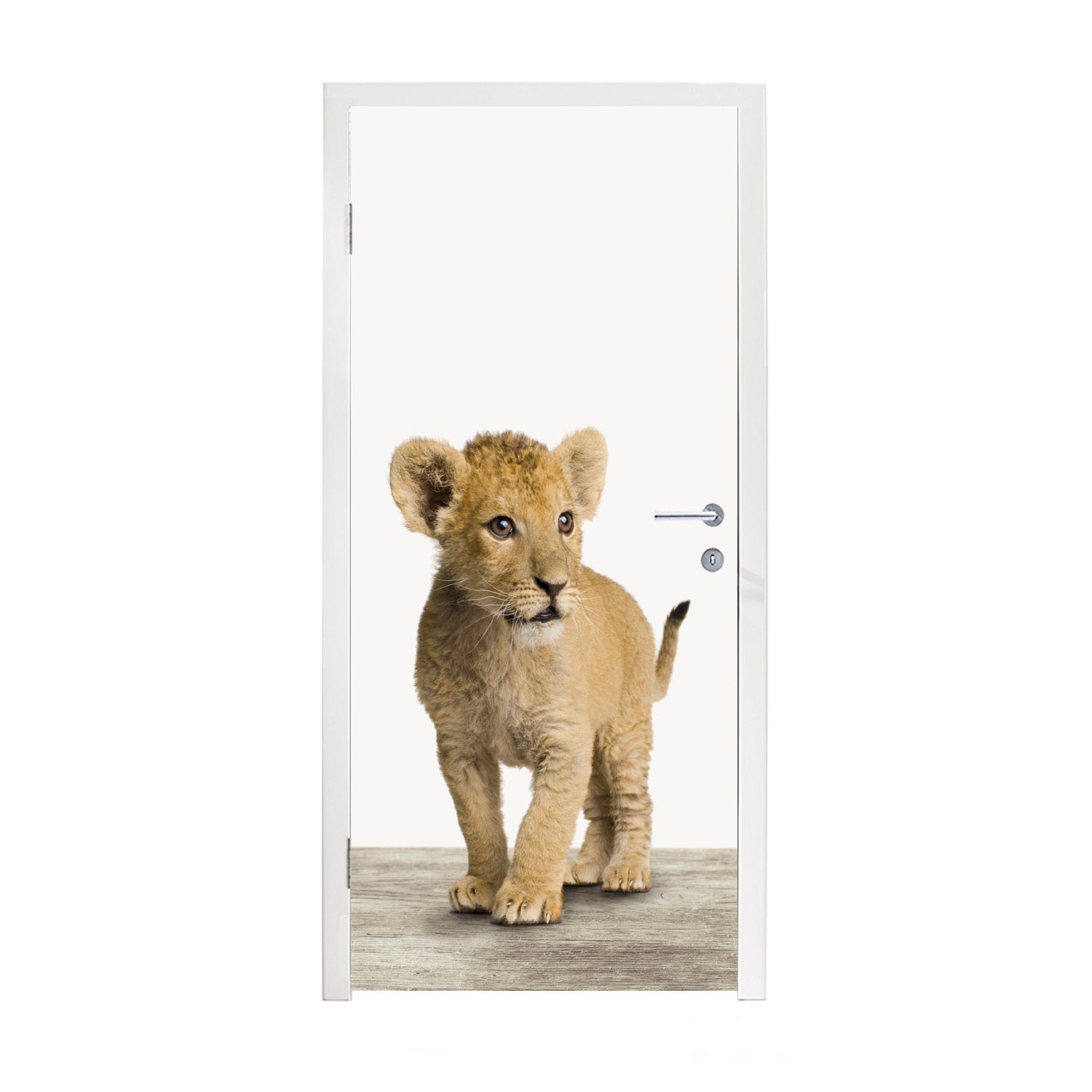 MuchoWow Türtapete Löwe - Junge - Kinder - Jungen - Tiere - Mädchen, Matt, bedruckt, (1 St), Fototapete für Tür, Türaufkleber, 75x205 cm