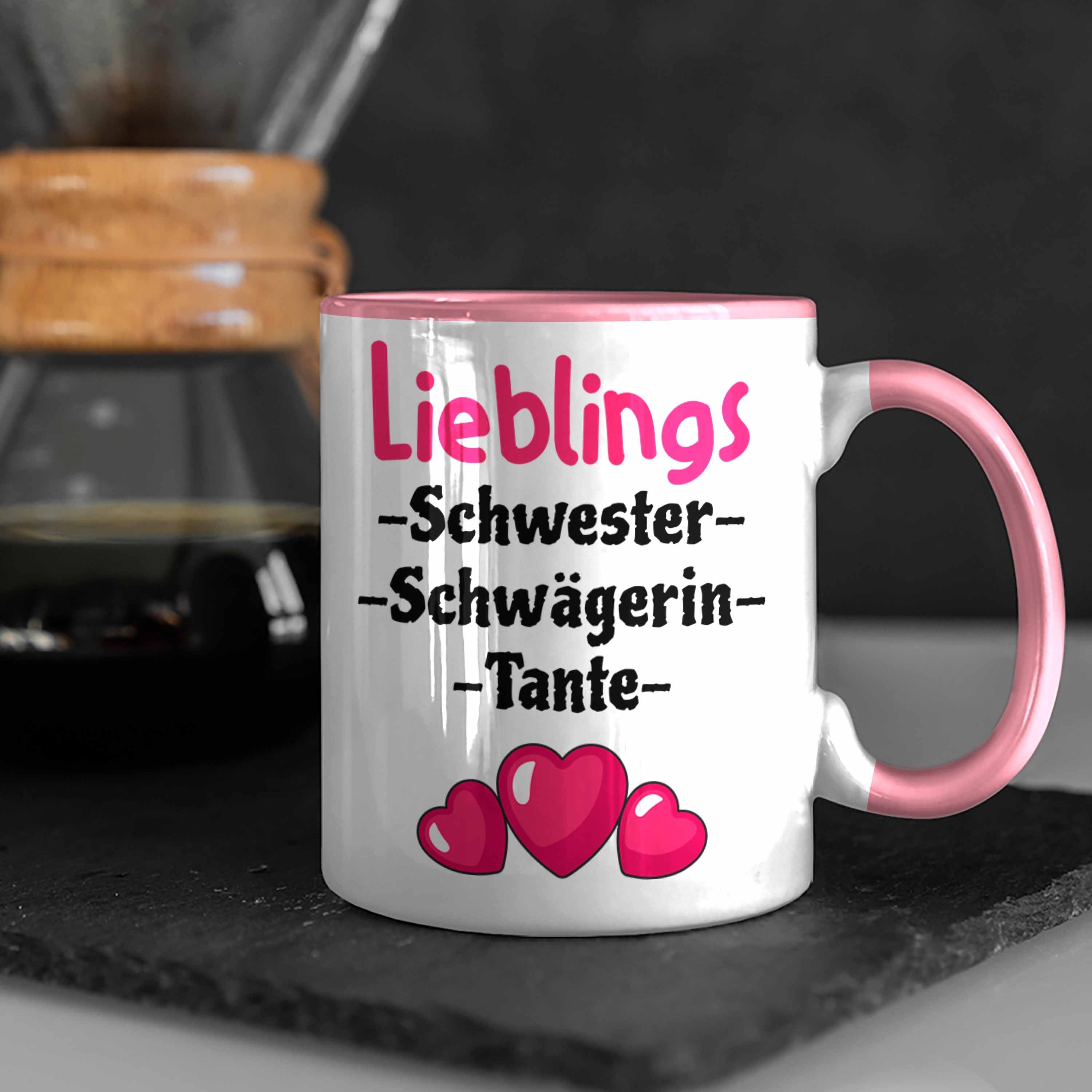 Trendation Tasse Trendation - Lieblings mit Geschenk Tasse Schwester Tante Spruch Rosa Schwägerin