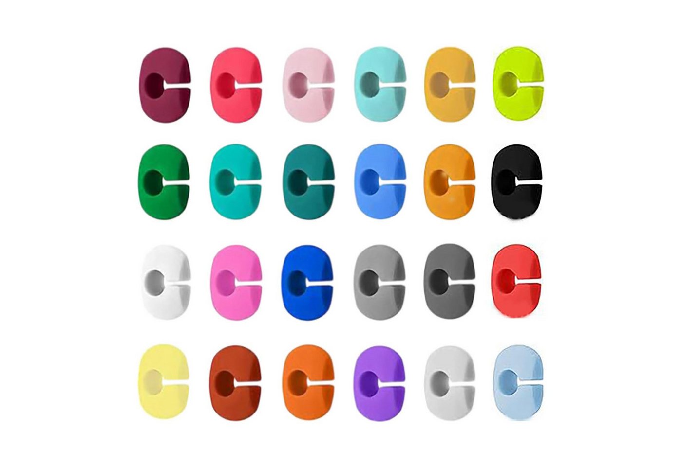 FOUORTUNATE-BEE Küchenorganizer-Set 24 Glasmarkierer Silikon Weinglas Markierungsringe Wiederverwendbar, Weinglas Marker Party Zubehör Trinkglas Kennzeichnung Silikon Set