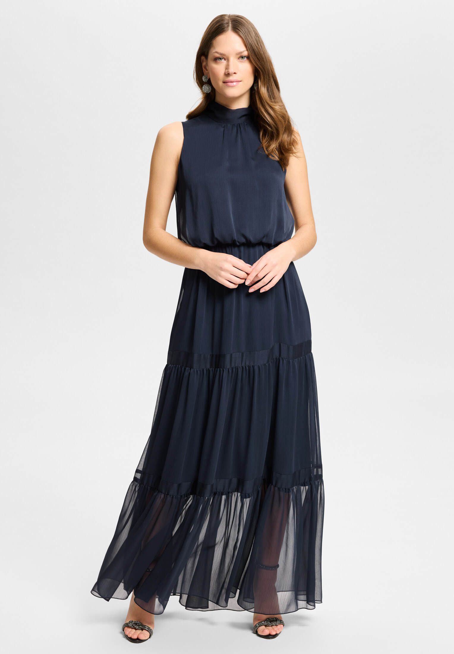 SWING Abendkleid - Abendkleid aus Crinkle Chiffon mit Stufenrock Taillierter Schnitt mit fließendem Rockteil