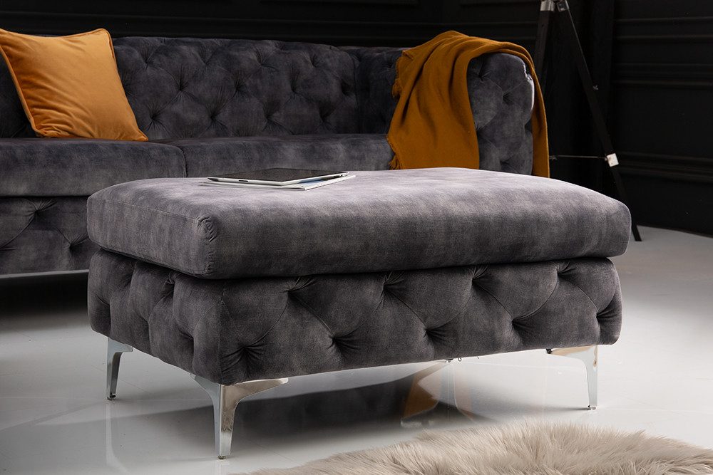 riess-ambiente Fußhocker MODERN BAROCK 92cm dunkelgrau günstig online kaufen