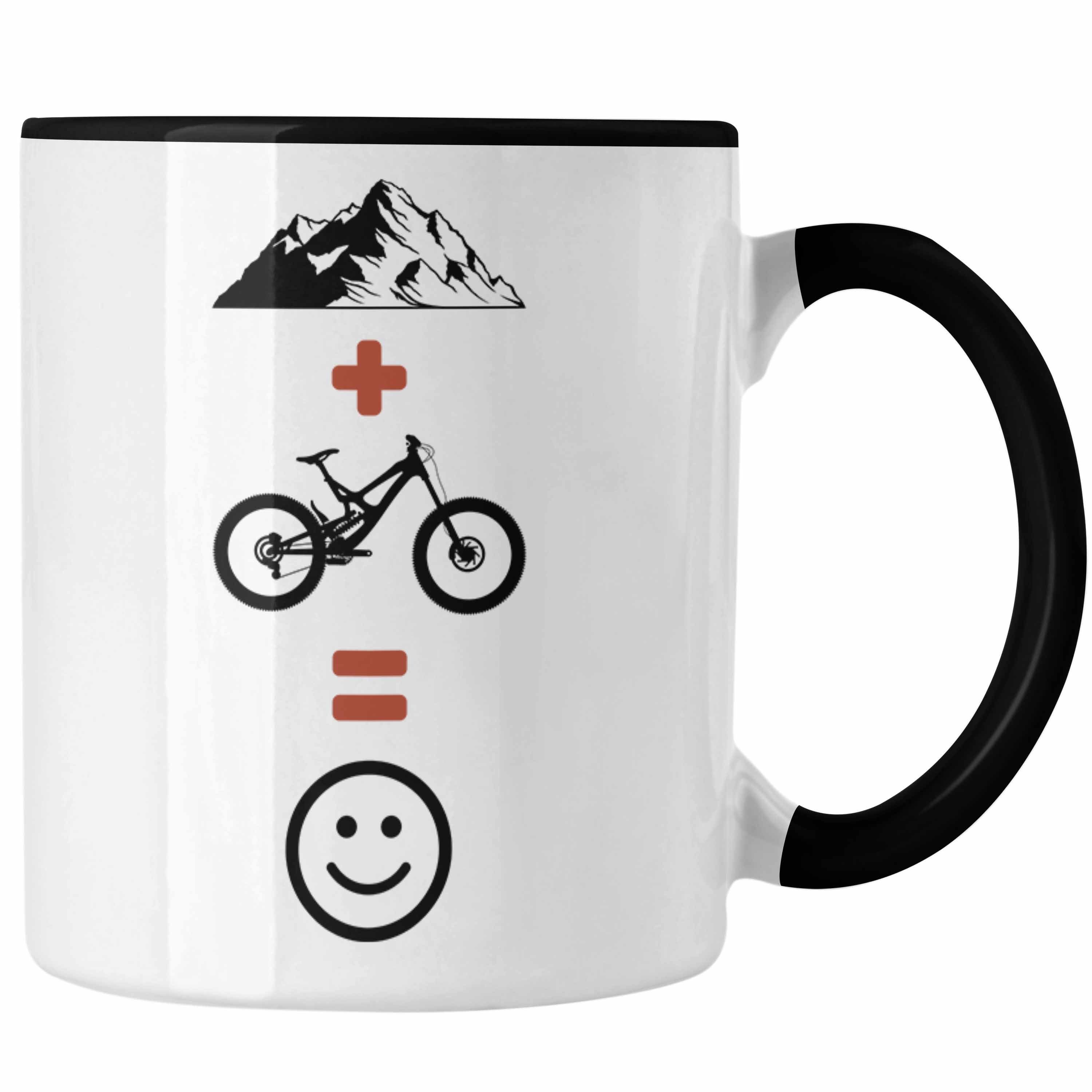 Trendation Tasse Mountainbike Tasse Geschenk Berge Downhill MTB Fahrer Geschenkidee Schwarz