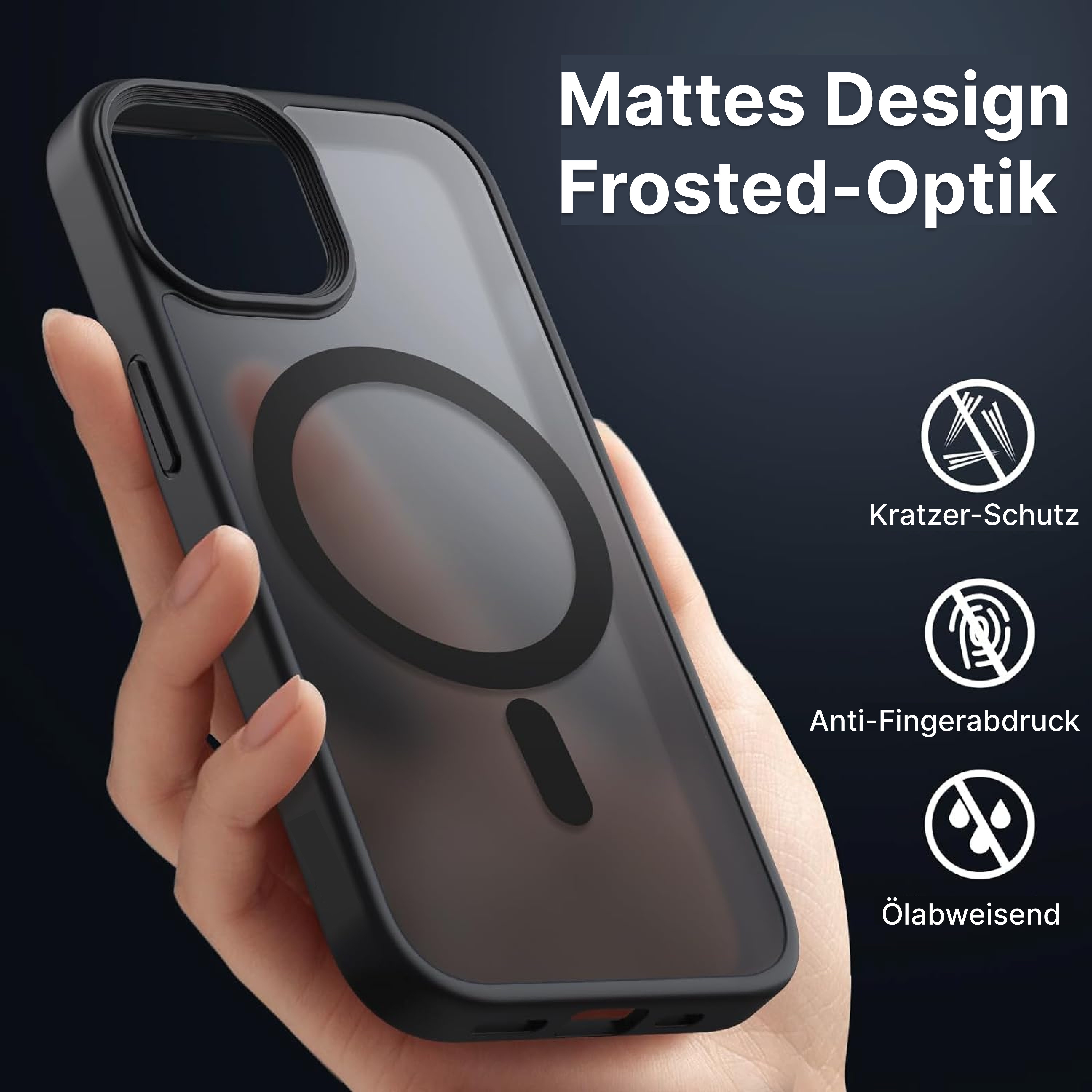 Futurea Smartphone-Hülle iPhone Hülle Schwarz MagSafe Case Frosted-Black, für iPhone 17 Air, iPhone 17 Pro, iPhone 17 Pro Max & iPhone 16