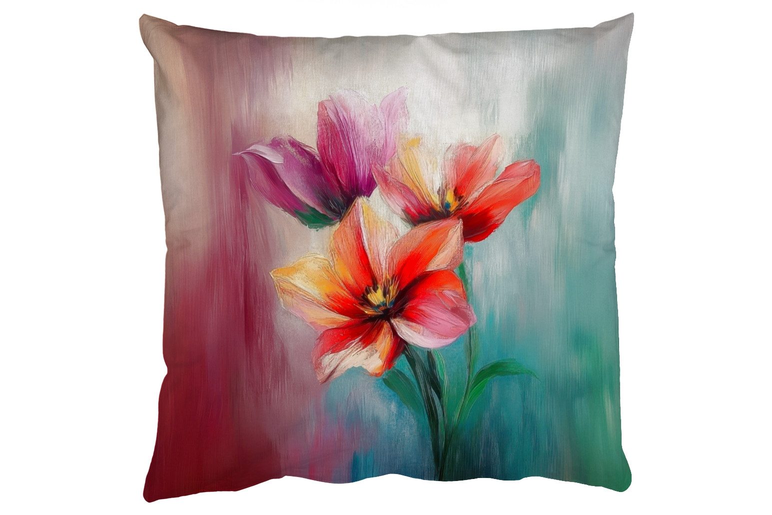 MuchoWow Dekokissen Tulpen - Lichtreflexe - Farbverlauf, Zierkissen mit Kissenfüllung, Deko, Sofakissen, 50x50 cm